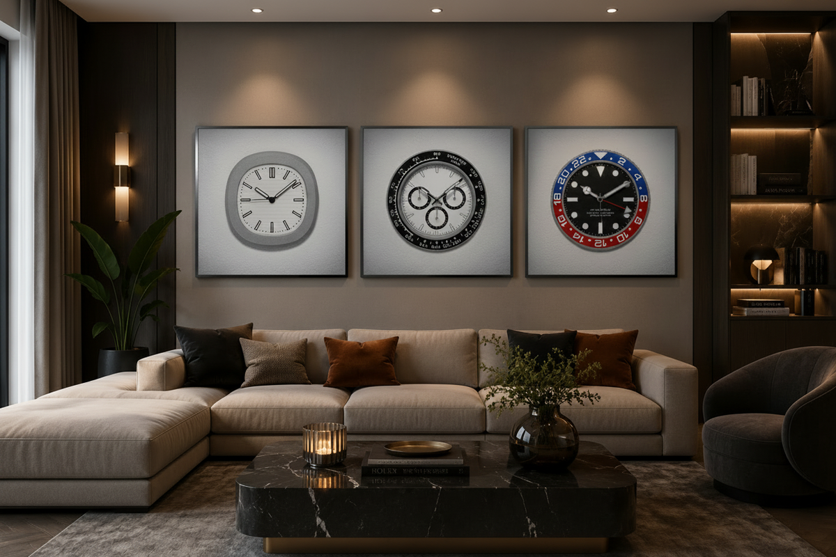 Hero banner woonkamer wandklokken